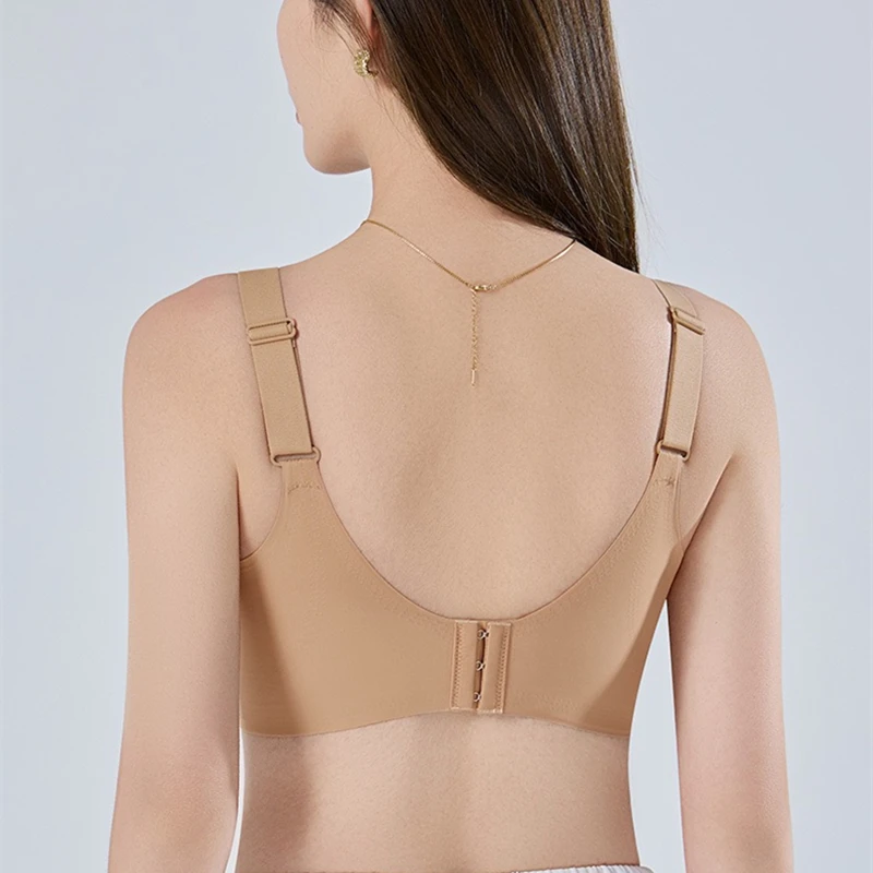 Fixed Cup Anti-gravity Lifting Markless Underwear Pilates Adjustable Steel Ring-free Breathable Secondary Breast Bra For Women