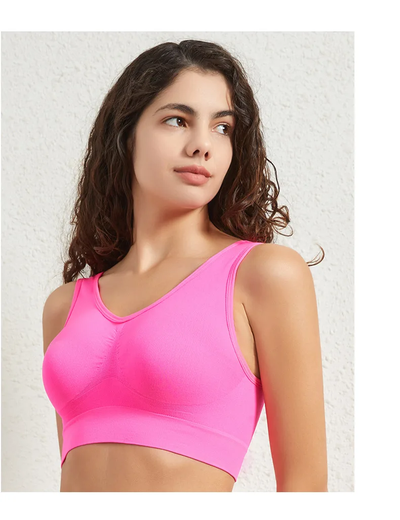 1pcs Women Sports Bra Large Size No Steel Ring Seamless Underwear Removable Chest Pad Runing Sport Yoga Vest Bras