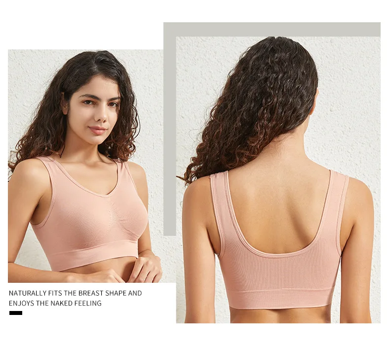 1pcs Women Sports Bra Large Size No Steel Ring Seamless Underwear Removable Chest Pad Runing Sport Yoga Vest Bras