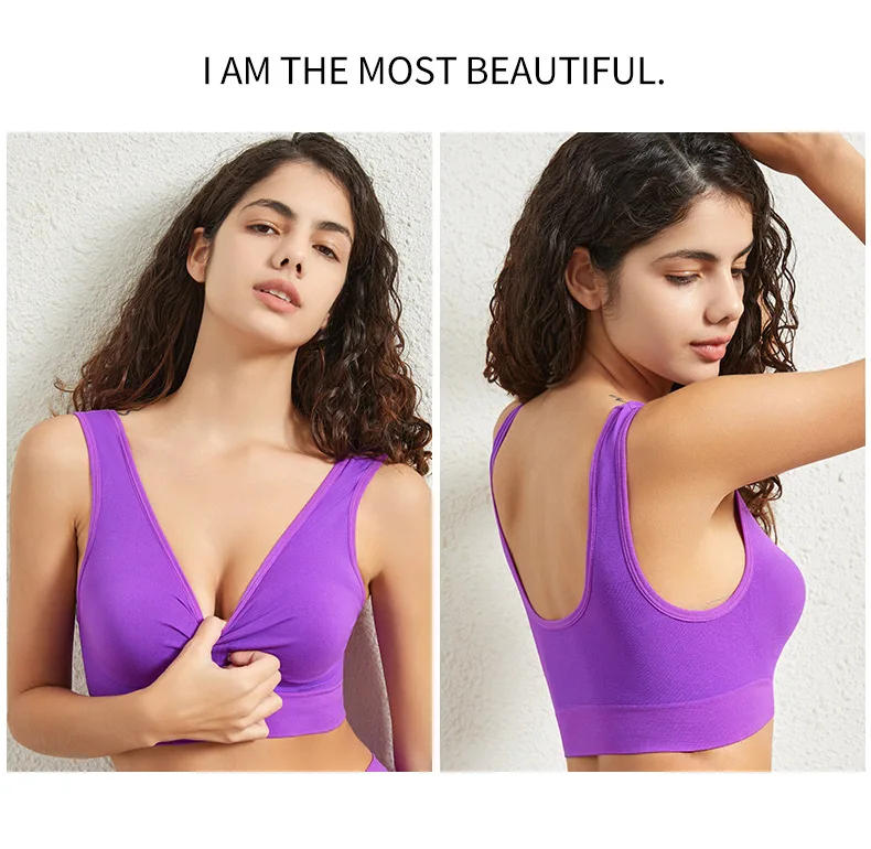 1pcs Women Sports Bra Large Size No Steel Ring Seamless Underwear Removable Chest Pad Runing Sport Yoga Vest Bras