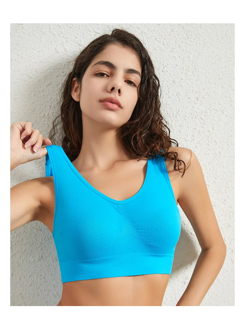 1pcs Women Sports Bra Large Size No Steel Ring Seamless Underwear Removable Chest Pad Runing Sport Yoga Vest Bras