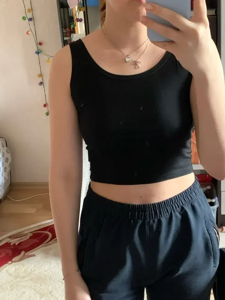 2024 Fashion Women Solid Color Suspender Camisole Tank Top for Women's Short Yoga Sports Crop Top Sleeveless Sexy Slim Fit Tops