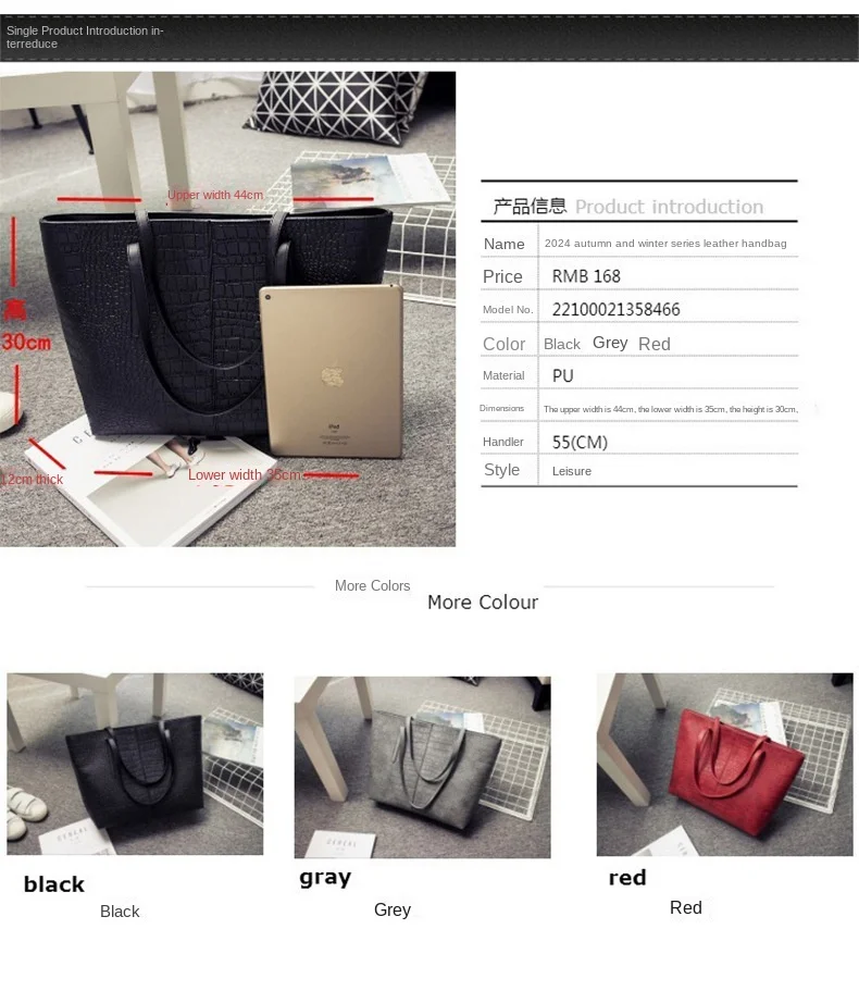 2025 Designer Faux Croc-Textured Tote Bag Women's PU Leather Large Spacious Work Commute Beach Shopper Water-resistant Zipper