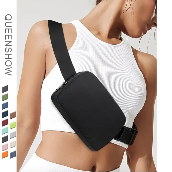 Unisex Chest Bags Waist Packs Sports Running Nylon Solid Zipper Bag Crossbody Chest Bags Handbags All-match Messenger Belt Bags
