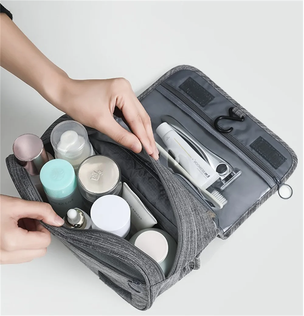 Portable Toiletry Washbag with Hanging Hook Waterproof Women Bathroom Cosmetic Storage Bag Large Capacity Travel Men Makeup Case