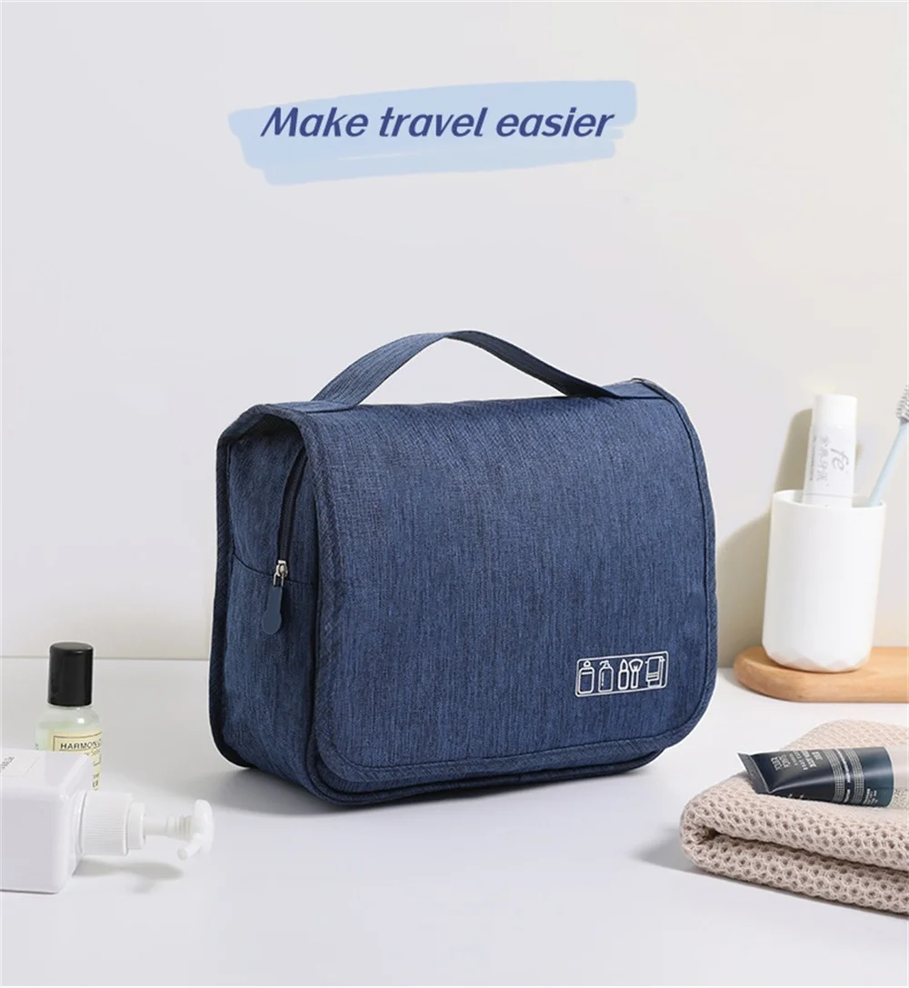 Portable Toiletry Washbag with Hanging Hook Waterproof Women Bathroom Cosmetic Storage Bag Large Capacity Travel Men Makeup Case