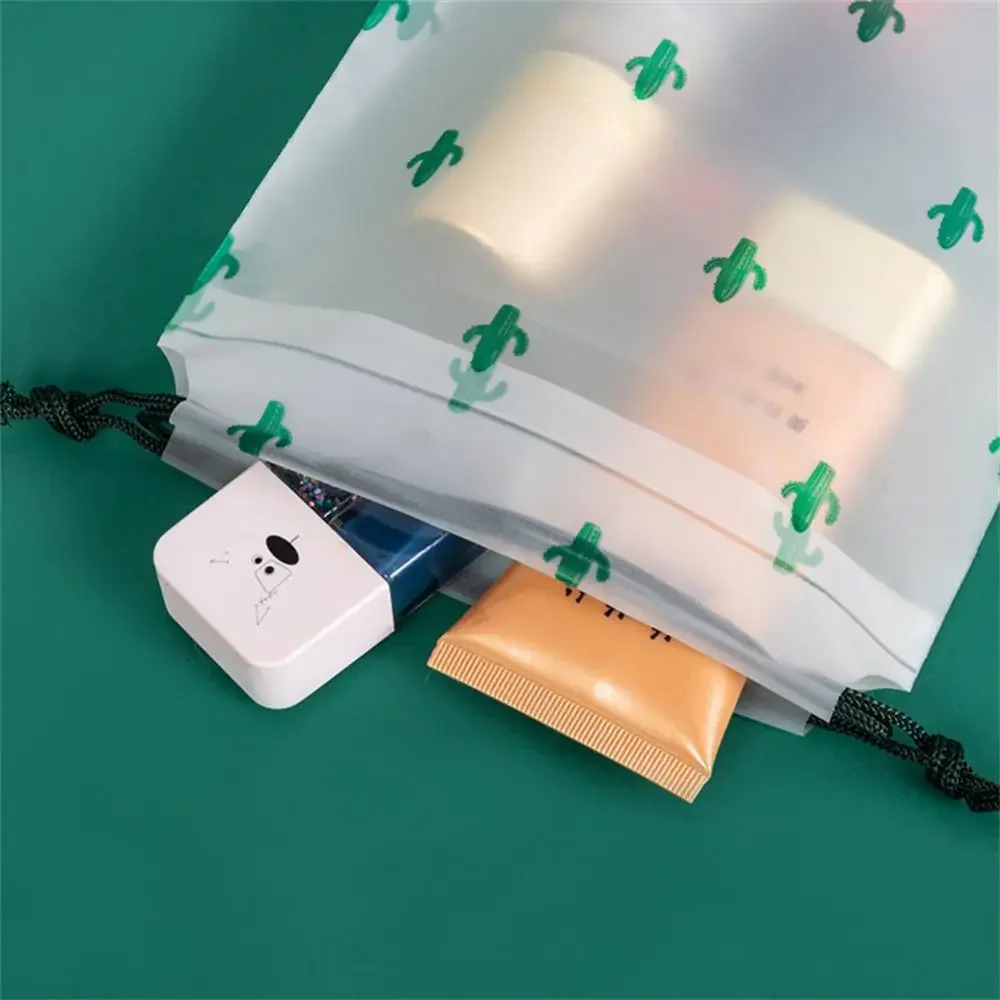 3pcs/lot Portable Storage Organizer Travel  Bag Waterproof Transparent Plastic Storage Bag Drawstring Eco Bags Cosmetic Bags