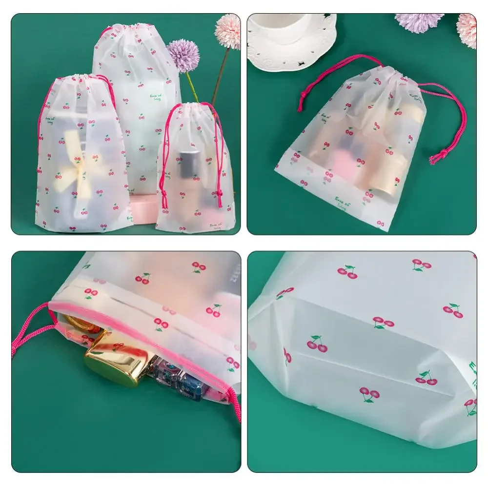 3pcs/lot Portable Storage Organizer Travel  Bag Waterproof Transparent Plastic Storage Bag Drawstring Eco Bags Cosmetic Bags