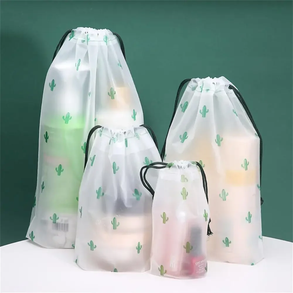3pcs/lot Portable Storage Organizer Travel  Bag Waterproof Transparent Plastic Storage Bag Drawstring Eco Bags Cosmetic Bags
