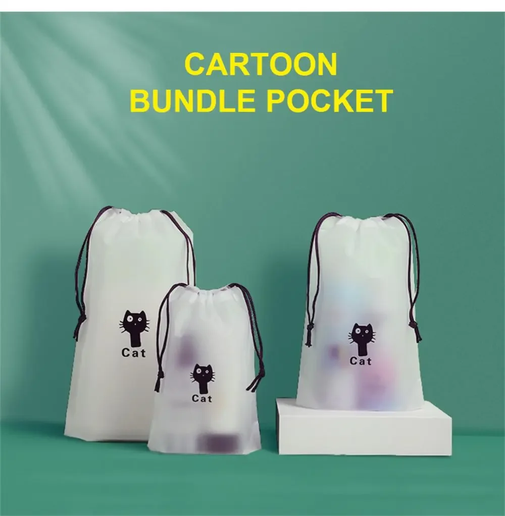 3pcs/lot Portable Storage Organizer Travel  Bag Waterproof Transparent Plastic Storage Bag Drawstring Eco Bags Cosmetic Bags