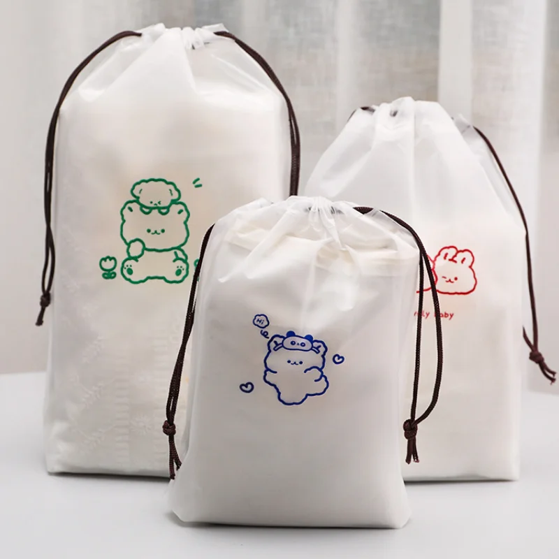 3 Sizes Cartoon Drawstring Storage Bags Travel Shoes Clothes Underwear Cosmetic Portable Waterproof Organizer Toiletry Bag