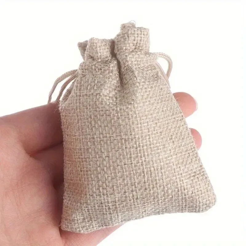 5/10/20PCS Retro Drawstring Linen Bags – DIY Festival Supplies for Christmas, Halloween, Wedding & Birthday – 10x15cm