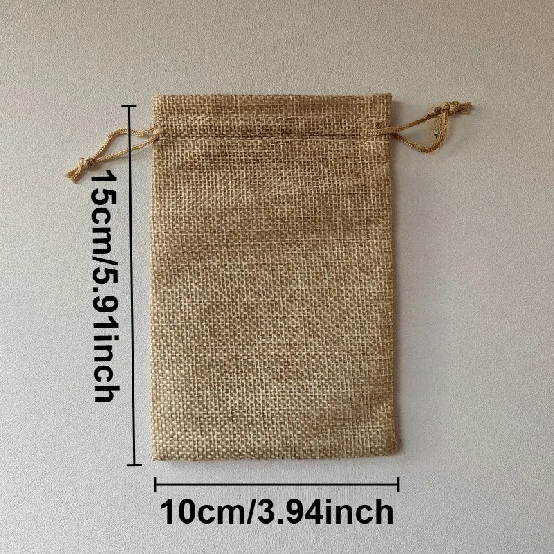 5/10/20PCS Retro Drawstring Linen Bags – DIY Festival Supplies for Christmas, Halloween, Wedding & Birthday – 10x15cm
