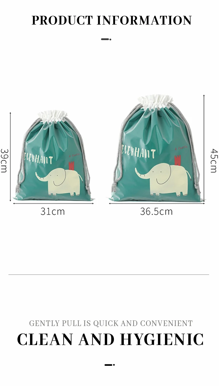 Travel Storage Bags Portable Shoe Clothes Organzier Drawstring Waterproof Printed Storage Organizers Bag Makeup Storage Toy Bag