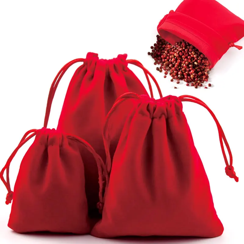 5/10Pcs Velvet Drawstring Bags Cloth Gift Bag Velvet Storage Pouch Velour Favors For Jewelry Wedding Party Candy Bag 5x7-15x20cm