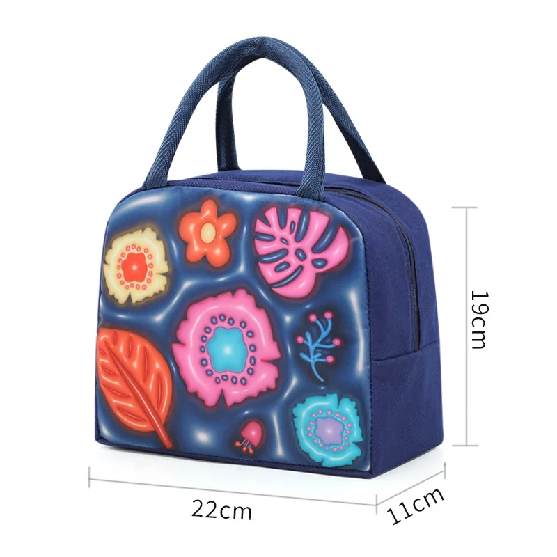 3D Cartoon Animal Pattern Lunch Bag Thickened Handheld Insulated Lunch Box Bags Large Capacity Children Bento Bag