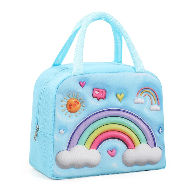 3D Cartoon Animal Pattern Lunch Bag Thickened Handheld Insulated Lunch Box Bags Large Capacity Children Bento Bag