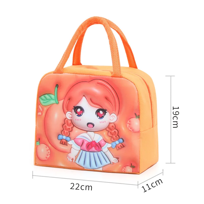 3D Cartoon Animal Pattern Lunch Bag Thickened Handheld Insulated Lunch Box Bags Large Capacity Children Bento Bag