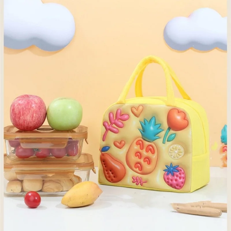 3D Cartoon Animal Pattern Lunch Bag Thickened Handheld Insulated Lunch Box Bags Large Capacity Children Bento Bag