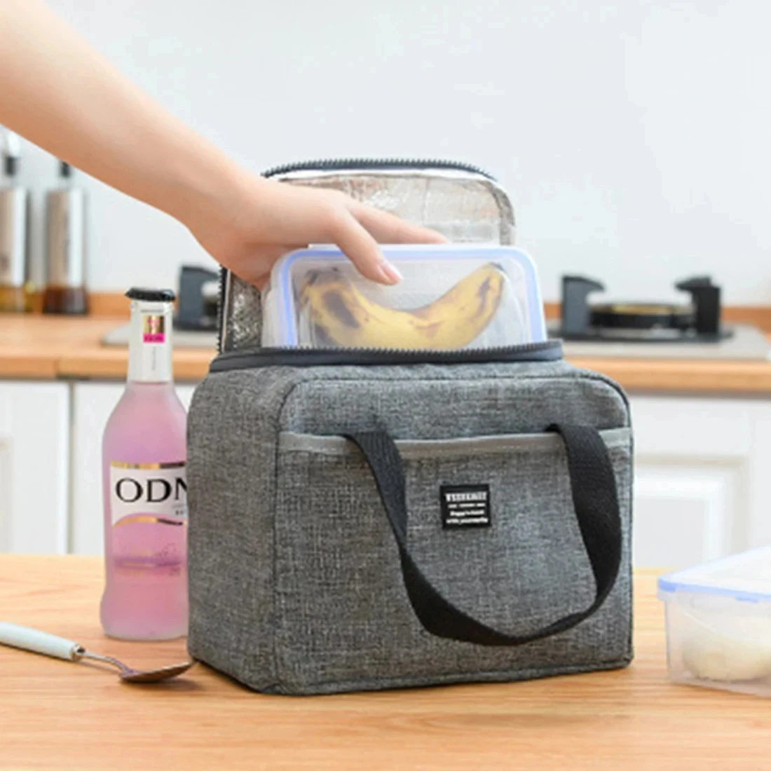 Portable Lunch Bag For OL Women Thermal Insulated Lunch Box Tote Cooler Handbag Waterproof Bento Pouch Office Food Shoulder Bag