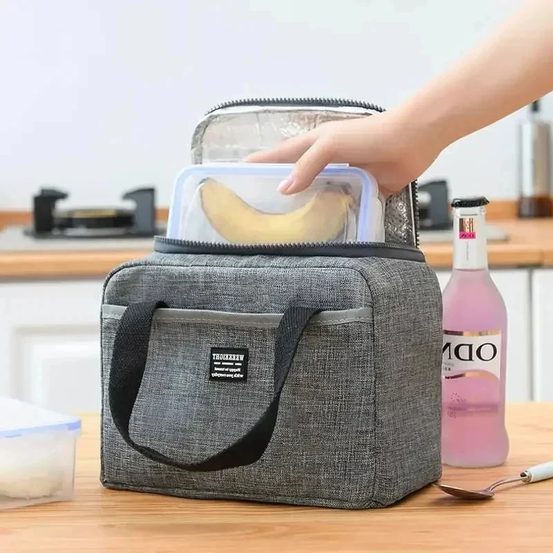 Portable Lunch Bag For OL Women Thermal Insulated Lunch Box Tote Cooler Handbag Waterproof Bento Pouch Office Food Shoulder Bag
