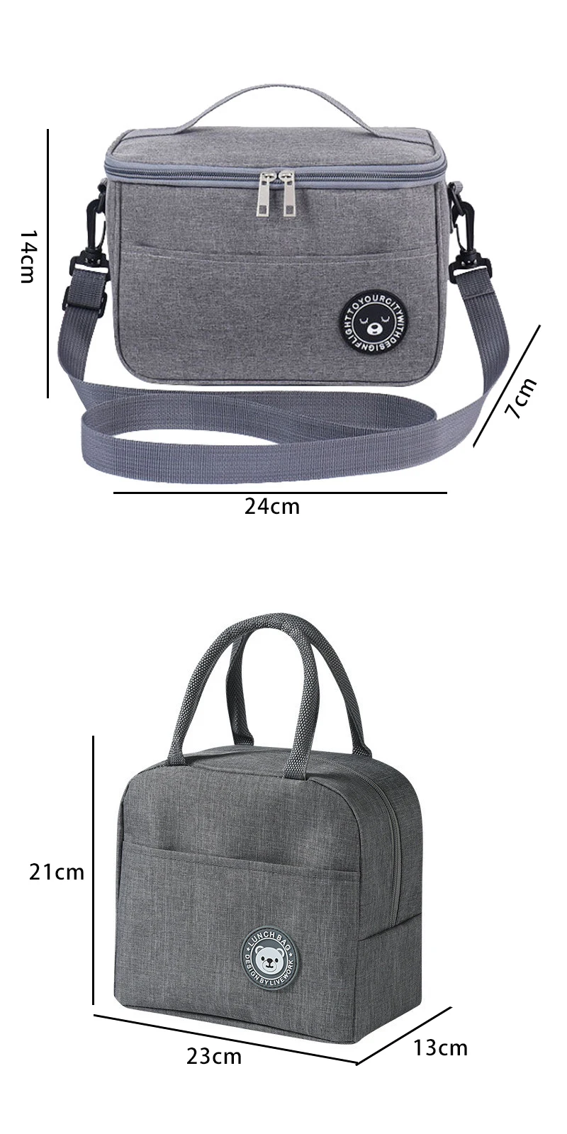 Portable Lunch Bag Food Thermal Box Durable Waterproof Office Cooler Lunchbox With Shoulder Strap Organizer Insulated Case Port