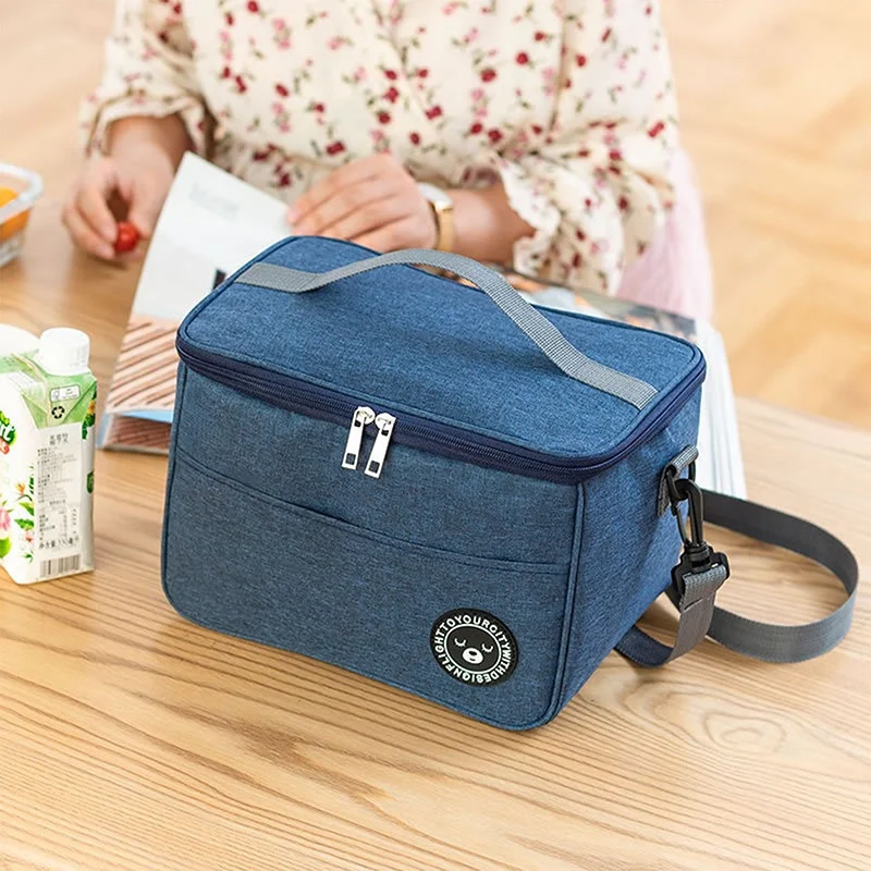 Portable Lunch Bag Food Thermal Box Durable Waterproof Office Cooler Lunchbox With Shoulder Strap Organizer Insulated Case Port