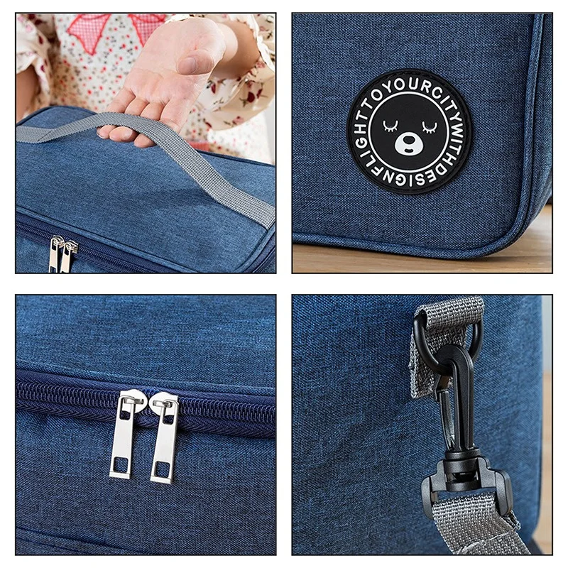 Portable Lunch Bag Food Thermal Box Durable Waterproof Office Cooler Lunchbox With Shoulder Strap Organizer Insulated Case Port