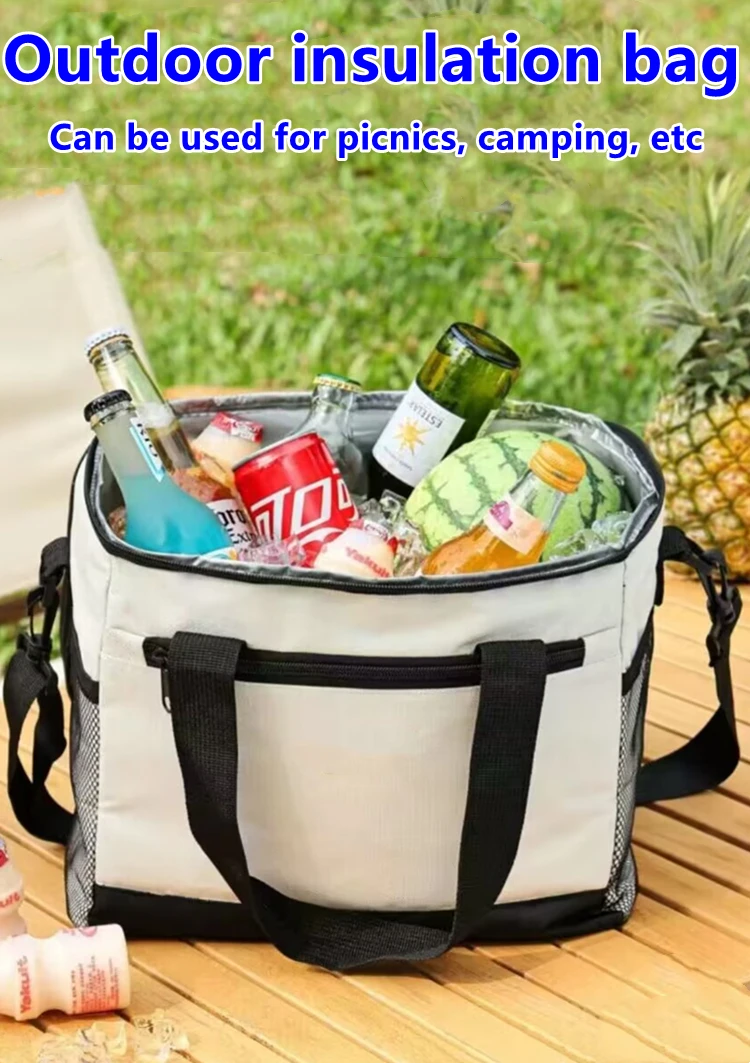 26L Large Capacity Collapsible Cooler Bag Insulated Picnic Lunch Bag Box Cooling Bag for Outdoor Travel Camping BBQ Family Party