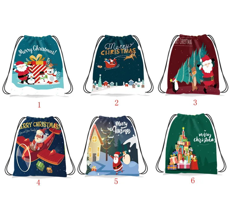 Christmas Kids Candy Bag Santa Claus Decoration Backpack Children's Bundle Pocket Girls Boys Christmas Gift