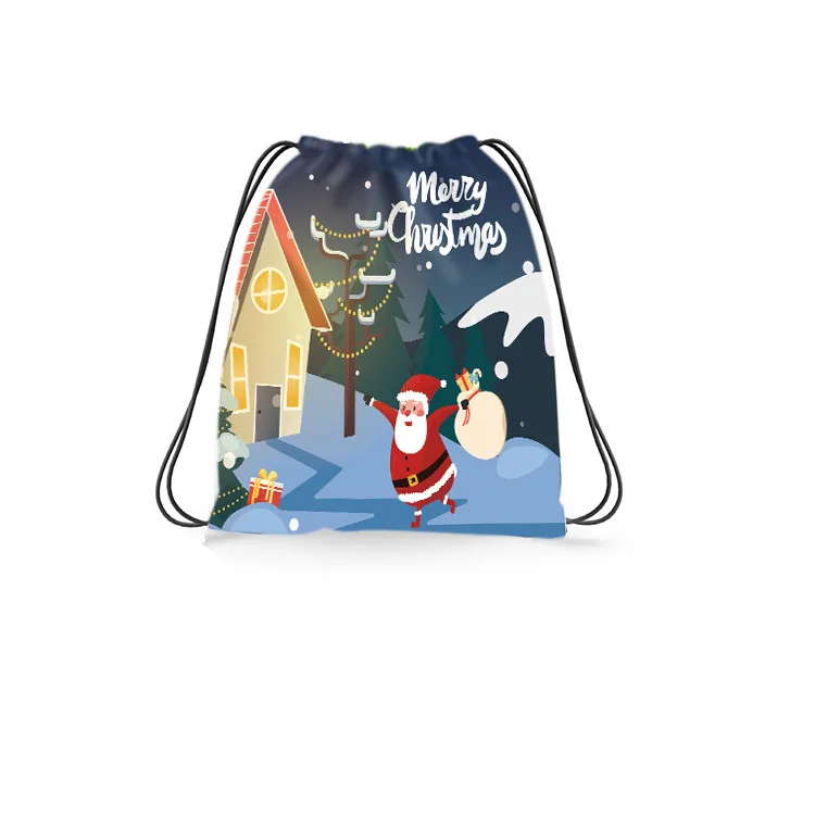 Christmas Kids Candy Bag Santa Claus Decoration Backpack Children's Bundle Pocket Girls Boys Christmas Gift