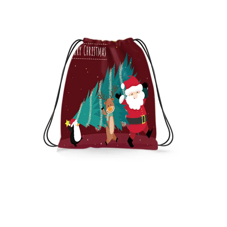 Christmas Kids Candy Bag Santa Claus Decoration Backpack Children's Bundle Pocket Girls Boys Christmas Gift