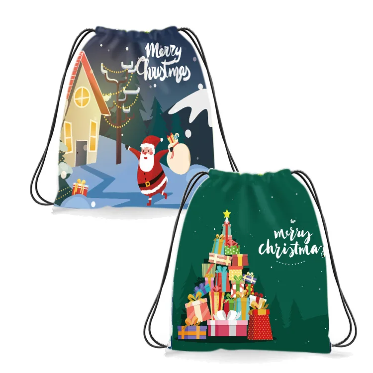 Christmas Kids Candy Bag Santa Claus Decoration Backpack Children's Bundle Pocket Girls Boys Christmas Gift
