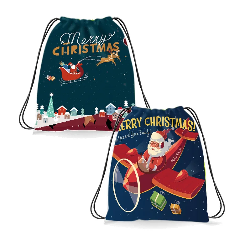 Christmas Kids Candy Bag Santa Claus Decoration Backpack Children's Bundle Pocket Girls Boys Christmas Gift