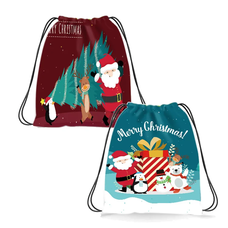 Christmas Kids Candy Bag Santa Claus Decoration Backpack Children's Bundle Pocket Girls Boys Christmas Gift