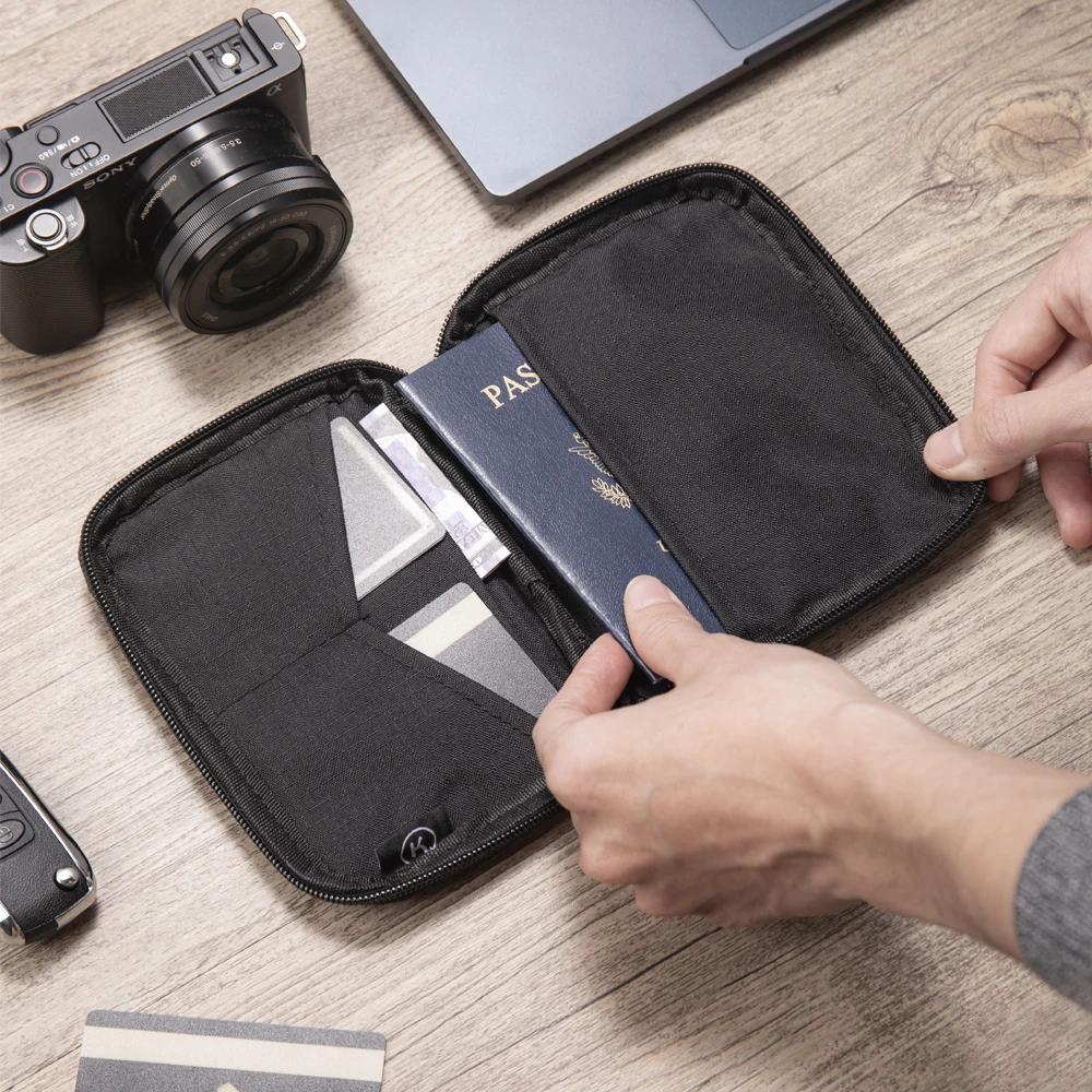 Passport Pouch Travel Wallet with RFID Blocking Premium Document Organizer Case for Men Women Holds Passports, Cards, Tickets