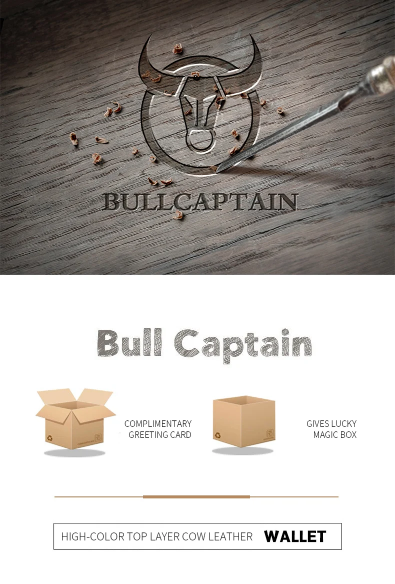 BULLCAPTAIN Men's Genuine Leather Wallet Retro Casual Snap Tri-fold Cash Clip RFID Anti-Theft Card Holder Detachable Coin Holder