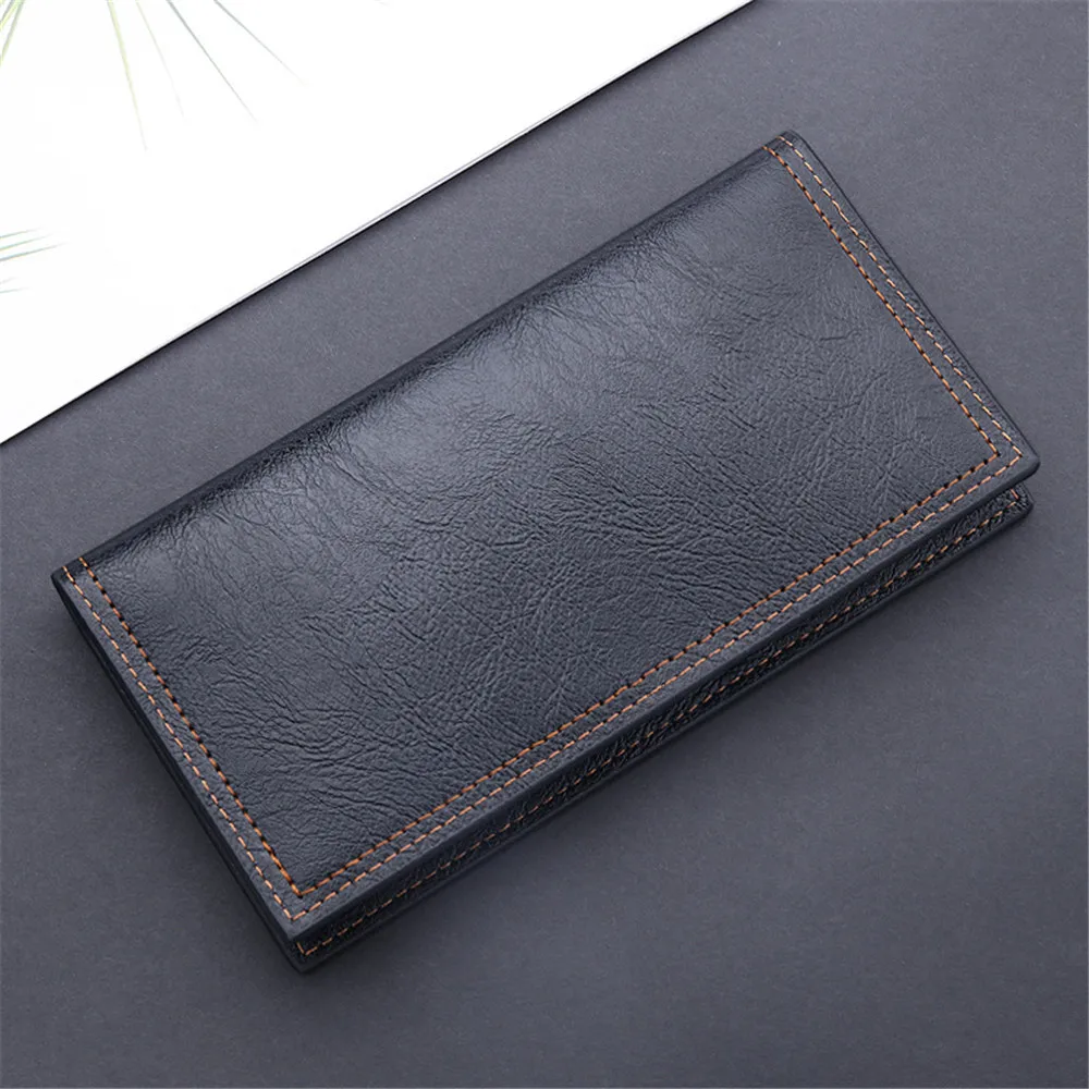 Fashion Men Wallets Long Pu Leather Vintage Thin Zipper Purse Man Credit Card Holder Brand High Quality Male Wallet Money Purses