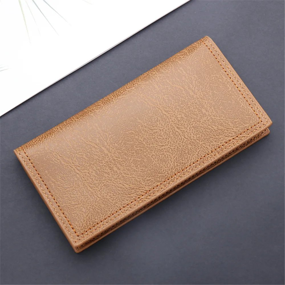 Fashion Men Wallets Long Pu Leather Vintage Thin Zipper Purse Man Credit Card Holder Brand High Quality Male Wallet Money Purses