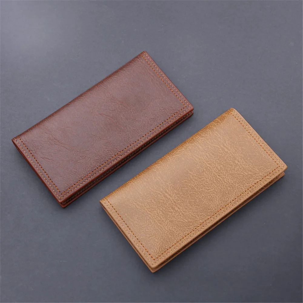 Fashion Men Wallets Long Pu Leather Vintage Thin Zipper Purse Man Credit Card Holder Brand High Quality Male Wallet Money Purses