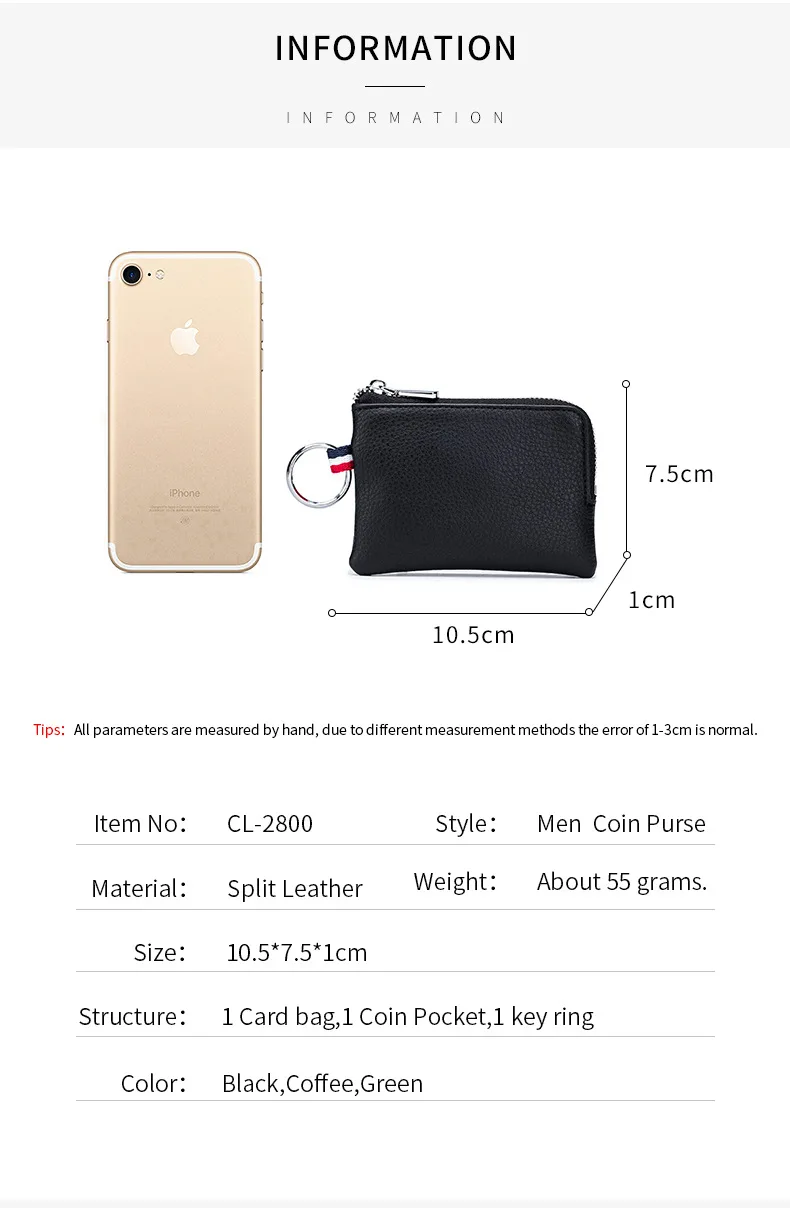 Genuine Leather Mini Coin Purse for Men Cowhide Wallets Small Coin Pocket Card Holder Mini Money Bag Portable Clutch Bags