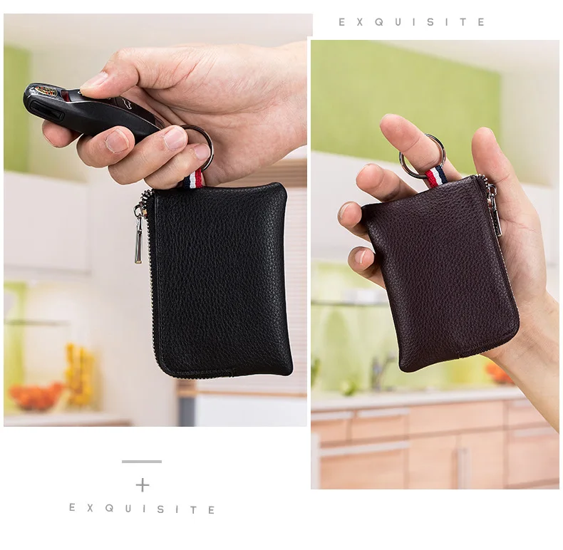 Genuine Leather Mini Coin Purse for Men Cowhide Wallets Small Coin Pocket Card Holder Mini Money Bag Portable Clutch Bags