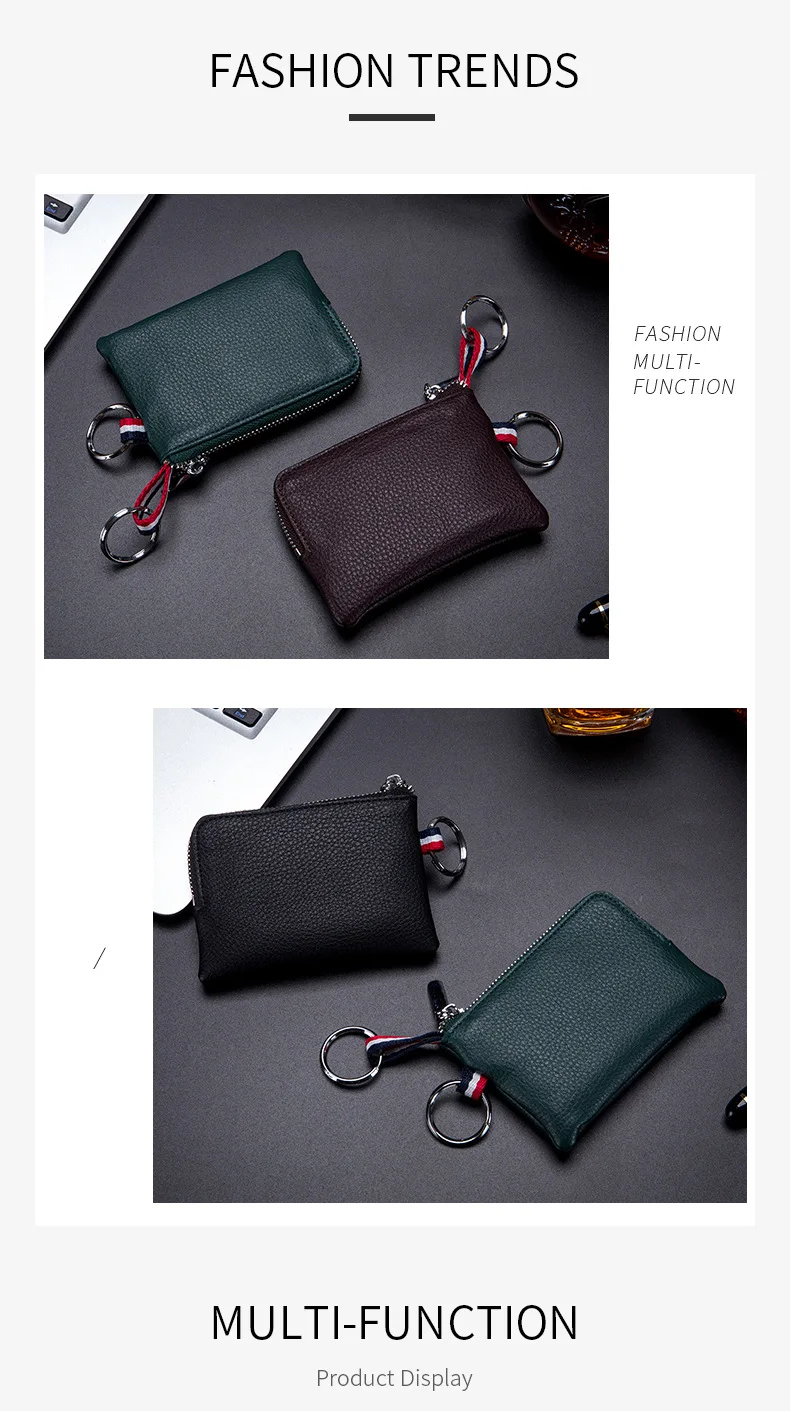 Genuine Leather Mini Coin Purse for Men Cowhide Wallets Small Coin Pocket Card Holder Mini Money Bag Portable Clutch Bags