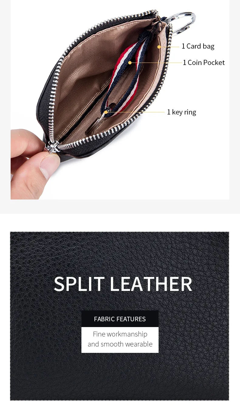 Genuine Leather Mini Coin Purse for Men Cowhide Wallets Small Coin Pocket Card Holder Mini Money Bag Portable Clutch Bags