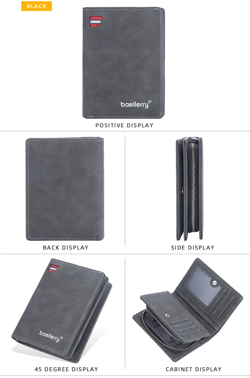 Baellerry 2023 New Short Men Wallets Name Customized Card Holder Luxury Male Wallet Zipper Coin Pocket Photo Holder Men's Purses