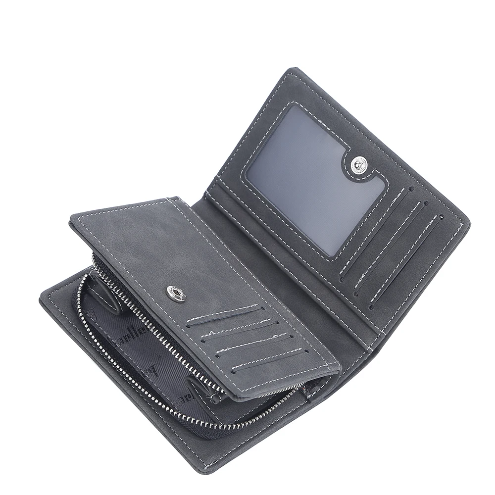 Baellerry 2023 New Short Men Wallets Name Customized Card Holder Luxury Male Wallet Zipper Coin Pocket Photo Holder Men's Purses