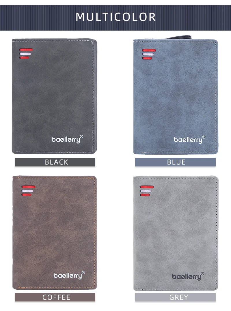 Baellerry 2023 New Short Men Wallets Name Customized Card Holder Luxury Male Wallet Zipper Coin Pocket Photo Holder Men's Purses