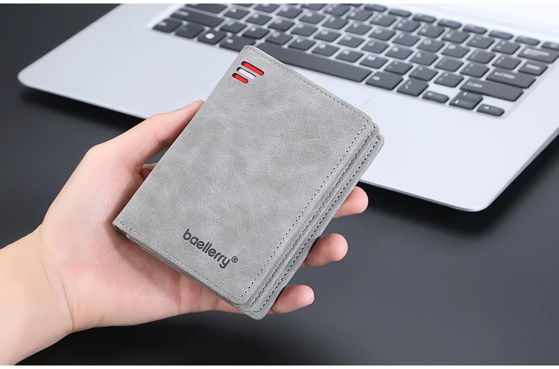 Baellerry 2023 New Short Men Wallets Name Customized Card Holder Luxury Male Wallet Zipper Coin Pocket Photo Holder Men's Purses