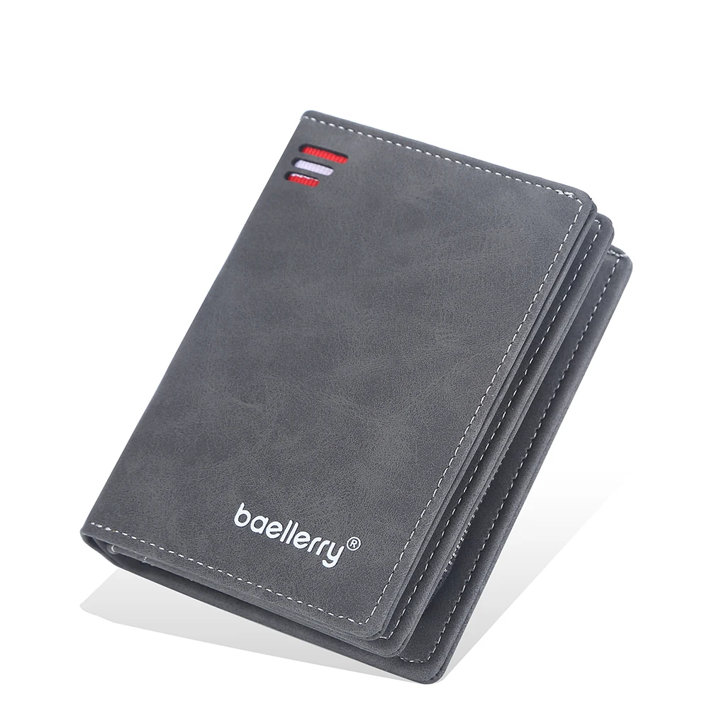 Baellerry 2023 New Short Men Wallets Name Customized Card Holder Luxury Male Wallet Zipper Coin Pocket Photo Holder Men's Purses