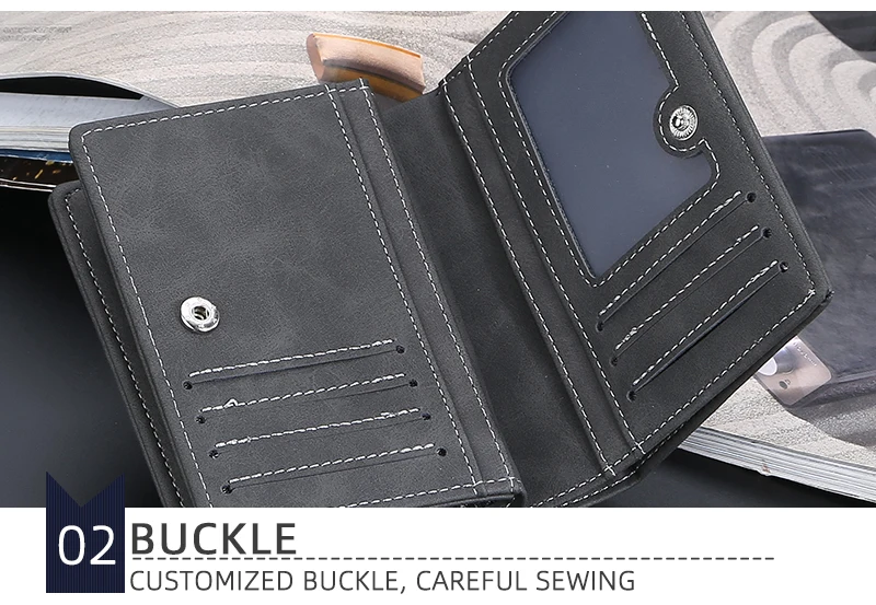 Baellerry 2023 New Short Men Wallets Name Customized Card Holder Luxury Male Wallet Zipper Coin Pocket Photo Holder Men's Purses